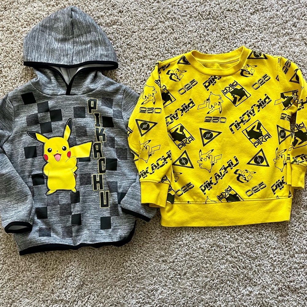 Boys XS Pokemon Pickachu hoodie & sweatshirt bundle